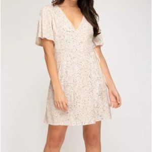 She + Sky Sequin Wrap Mini Dress
